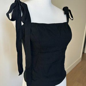 Reformation Ellora bow black top